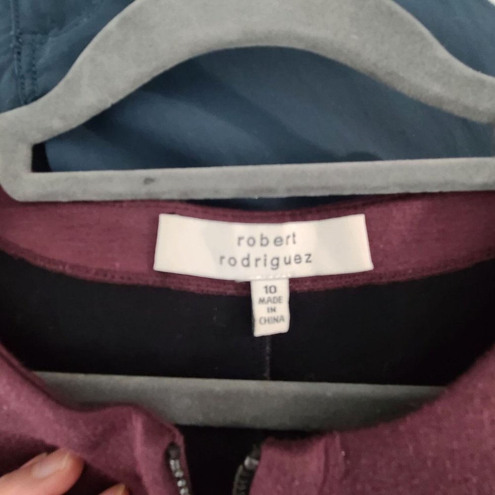 Robert Rodriguez Plumb Neoprene Sleeveless A-Line Dress Front Zip Zip Pockets 10 - Picture 4 of 11